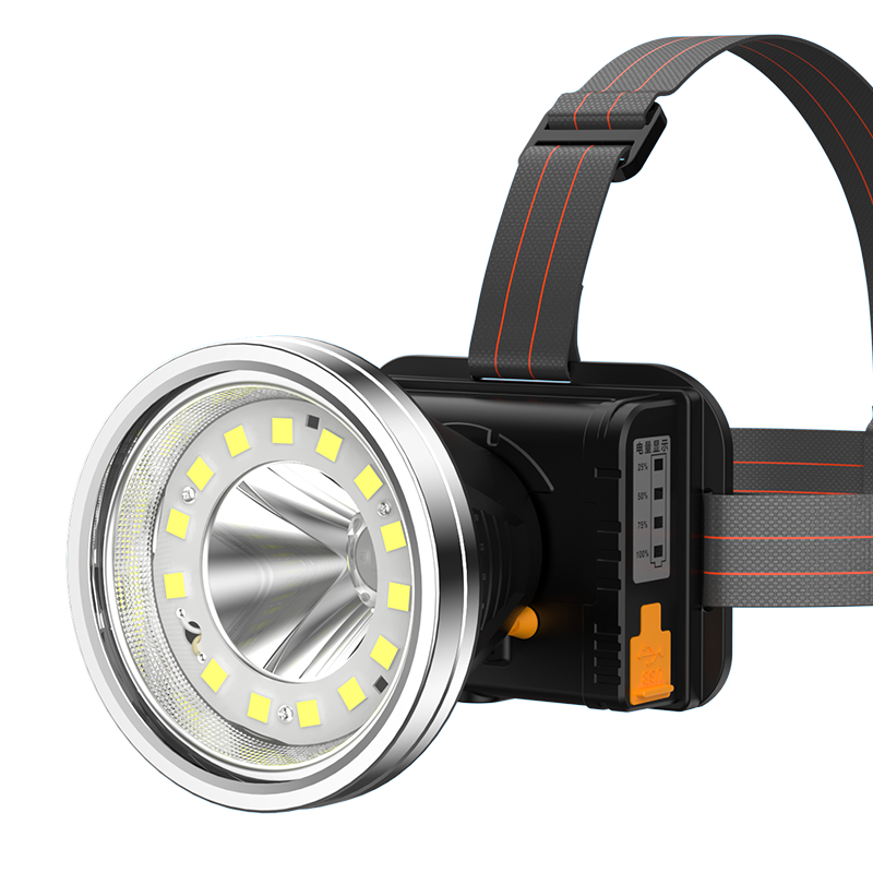 Guangming General High-Power Rechargeable Headlamp Ultra-Bright Long-Range Night Fishing Long Battery Life Lithium Battery Head-Worn Floodlight for Beachcombing and Outdoor Activities