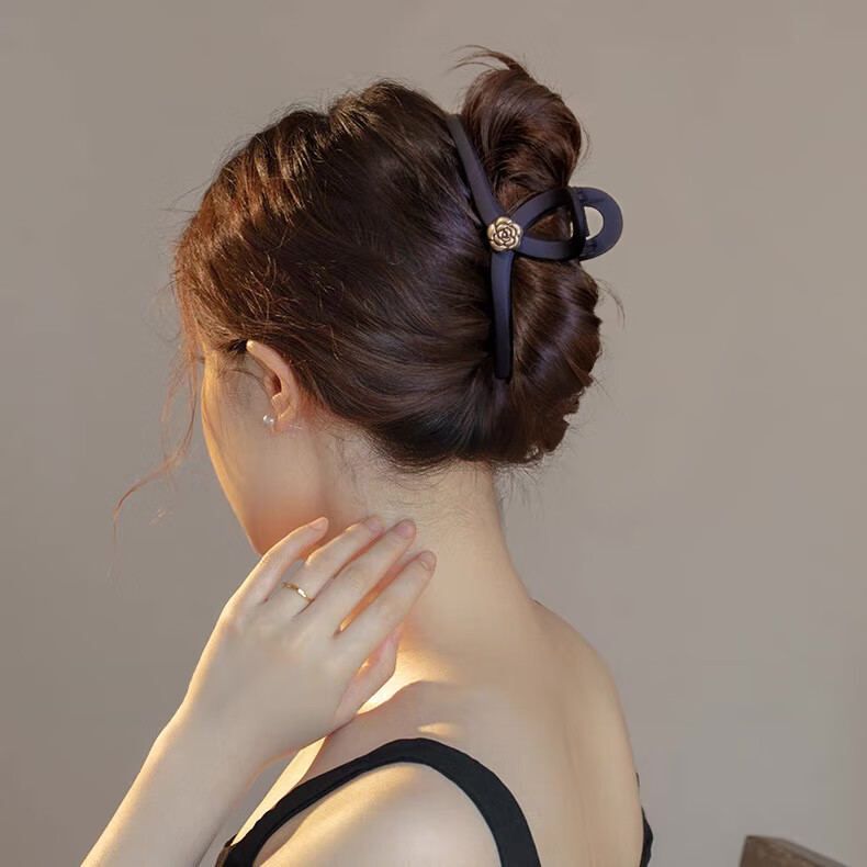 Xiangwan Camellia Hair Clip Medium Elegant Hairpin for Women Back of Head Hair Accessory Birthday Gift 8