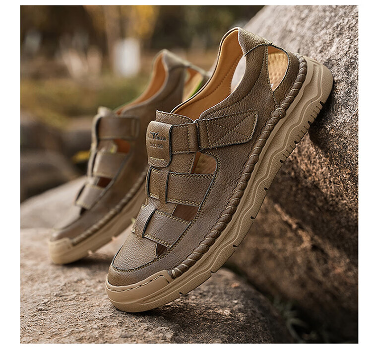 Bull Family Summer New Men's Hollow Breathable Sandals Outdoor Casual Water-Resistant Creek Shoes 16