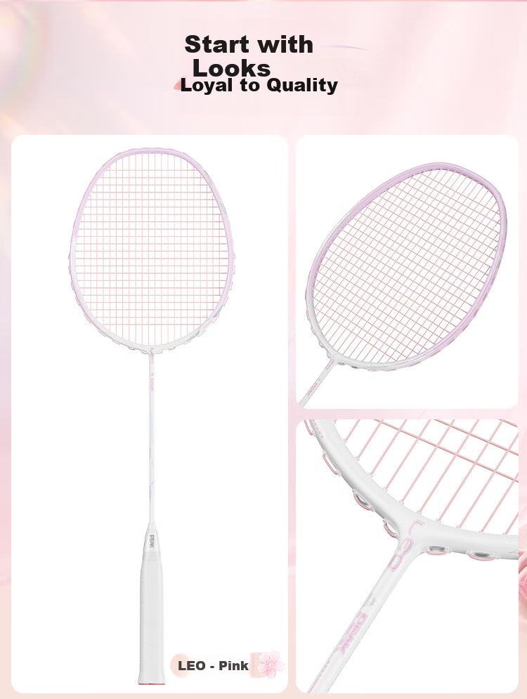 PEAK Badminton Racket, Full Carbon Fiber Single Racket, High Tension 5U Professional Competition Racket, Ultra-Light And Durable Carbon Fiber Racket 12