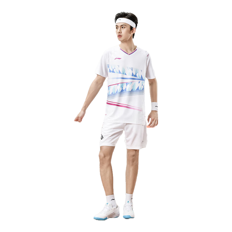 Li-Ning Badminton Jersey, International Star Series, Unisex Competition Top, Standard White, 2XL