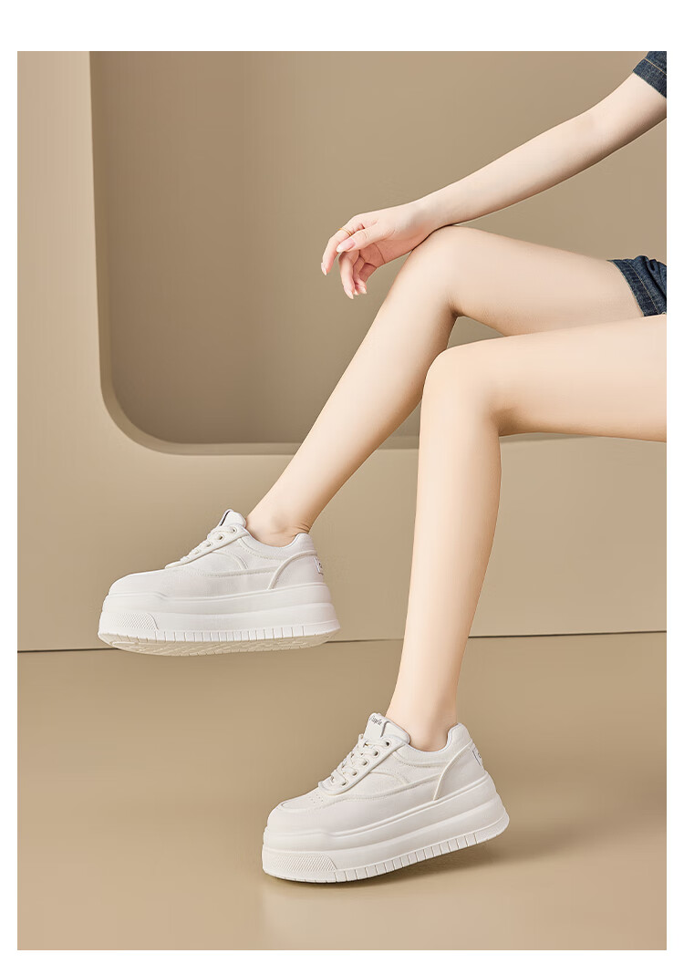 La Chapelle Women's Thick Sole White Sneakers Autumn Winter New Lightweight Height Increasing Sports Shoes Student Casual Skate Shoes Black 37 4