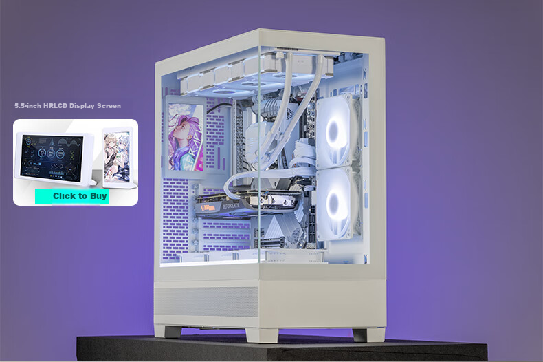PHANTEKS XT523 View White Seaside View Tempered Glass Full-View ATX Motherboard Case for Desktop Computer (Side ARGB Light Strip/360mm Water Cooling Support/Type-C) 15