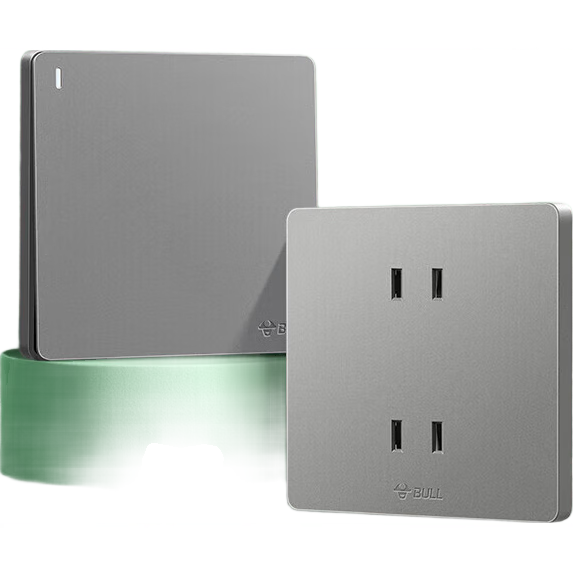 BULL Switch Socket, G12 Series 10A Four-Hole Socket, 86-Type Socket Panel, G12Z222S, Space Gray