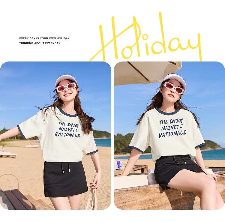 TonLion 2026 Summer Color-Block Crew Neck Short Sleeve Women's T-Shirt Trendy New Hot Style Tee 10