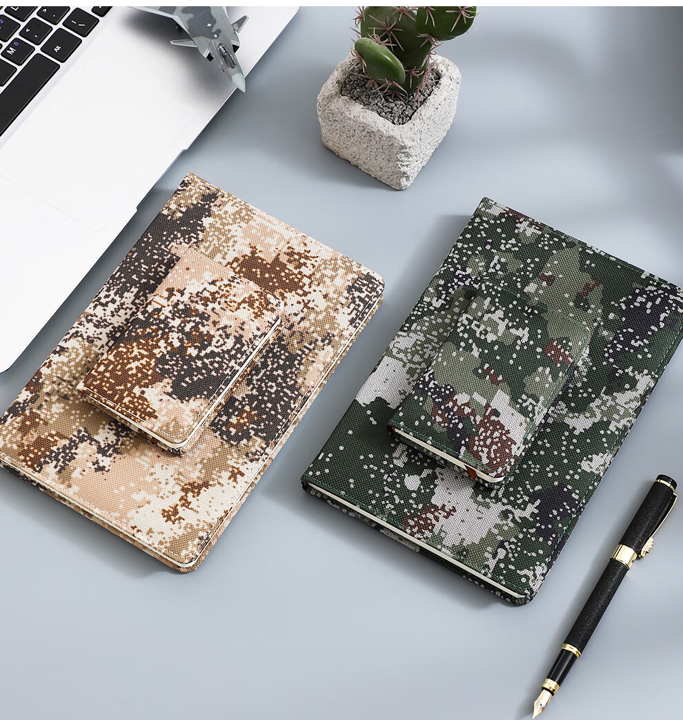 Jiaranheng A5 Desert Camouflage Notebook, Oxford Cloth Thickened Journal, 96 Sheets 192 Pages, Outdoor Training Record Book, Soldier Education Study Meeting Minutes Book, Customizable 8