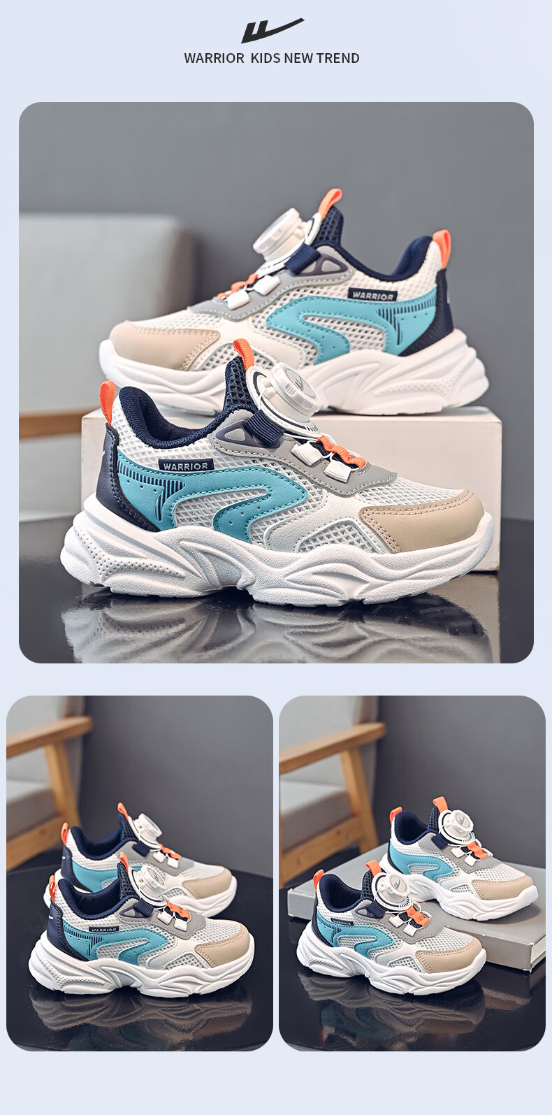 Warrior Kids Girls Sports Shoes Summer Mesh Breathable School Soft Sole White Sneakers WZ(CL)-1049 White Size 38 5