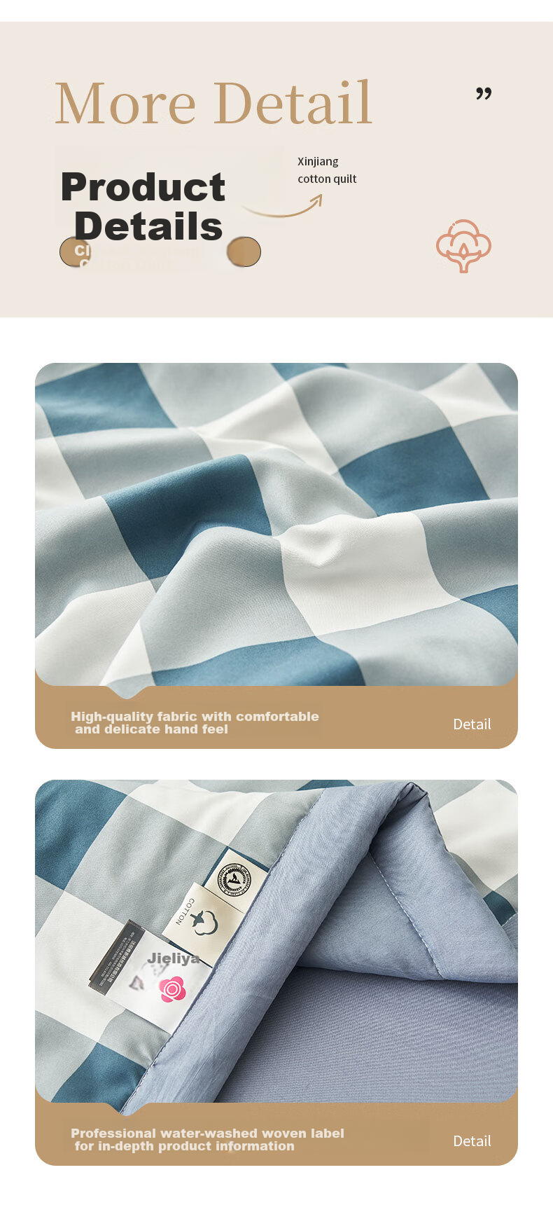 Grace A-Type 100% Xinjiang Cotton Summer Quilt, Air Conditioning Quilt, Washable Summer Cool Quilt, Thin Double-Size Comforter for Summer, 180*220cm 13