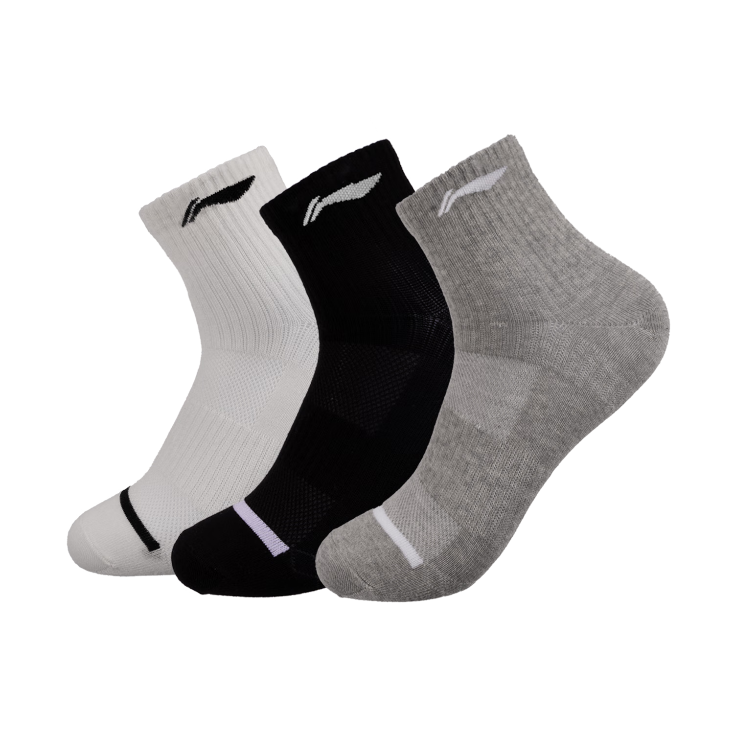 Li-Ning Sports Socks 3 Pairs Cotton Running Badminton Basketball Socks Unisex Odor-Resistant Sweat-Absorbing Everyday Socks
