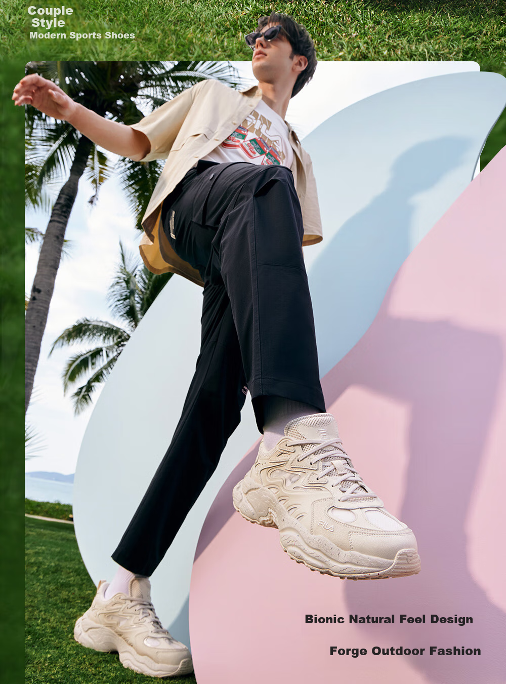 FILA Fern Pattern Sneakers [Yang Mi Style] Women's Dad Shoes Sports Casual Shoes 2