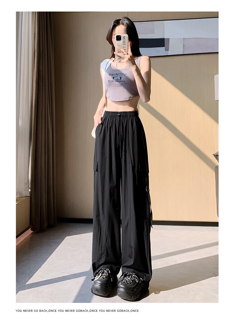 Women's Free Style Cargo Pants Summer Thin Ice Silk Quick-Dry Paratrooper Hiking Pants 2026 New High-Waist Slim Casual Wide-Leg Pants 16