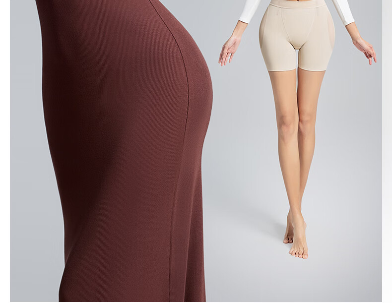 Curvilism Seamless Invisible Hip-Lifting Shaping Pants Tummy Control Butt Lifting Fake Wide Hips Nude Color [Butt Lifting Pants] Long Style Size S 6