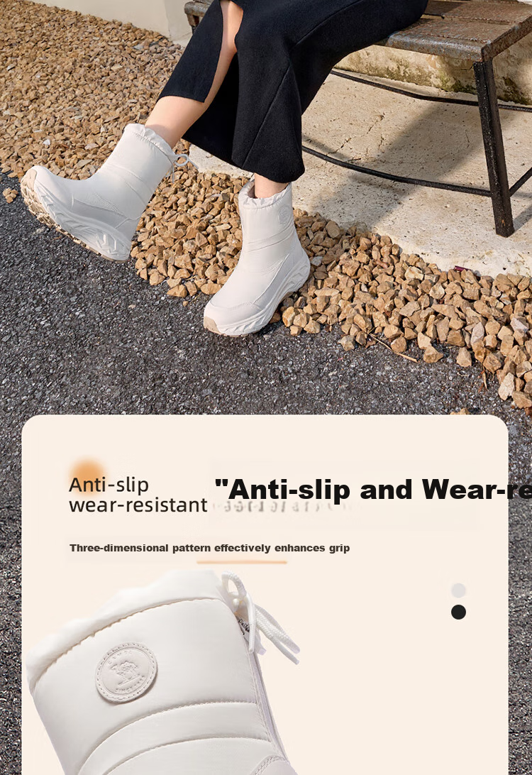 CAMEL Winter Snow Boots for Women, Thick-Soled Fleece-Lined Warm Cotton Shoes, Water-Repellent Short Boots F24C026613 3