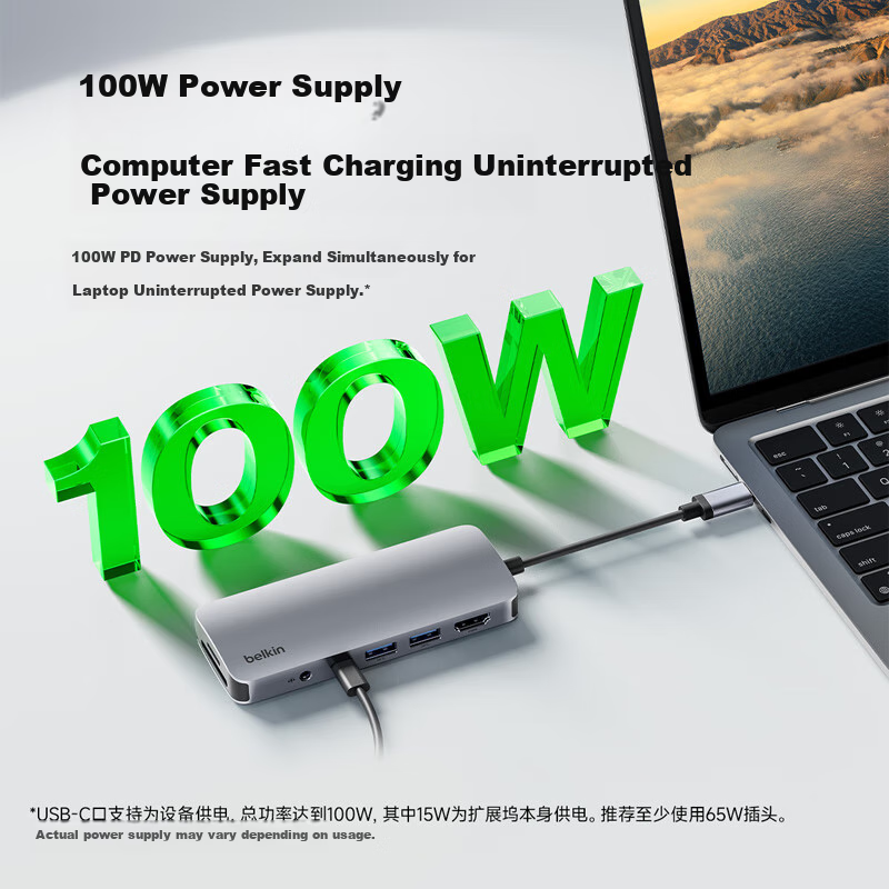 BELKIN Type-C Expansion Dock, 7-в-1 адаптер для iPad, конвертер для Apple Computer, PD 100W, зеркалирование экрана HDMI, кард-ридер USB/SD AVC009-V2
