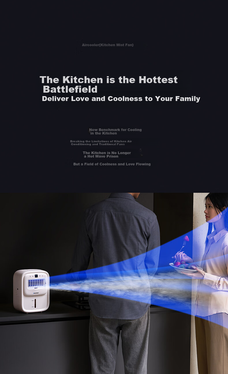 BLAUPUNKT Ice Mist Fan, Kitchen Electric Fan, Home Kitchen Cooling Device, Specialized Small Water-Cooled Air Conditioner Fan, Humidifying Fan, Cold Wind Machine, No Ice Crystal, Energy-Saving, Low Noise, Detachable And Washable, Wall-Mounted X6 4