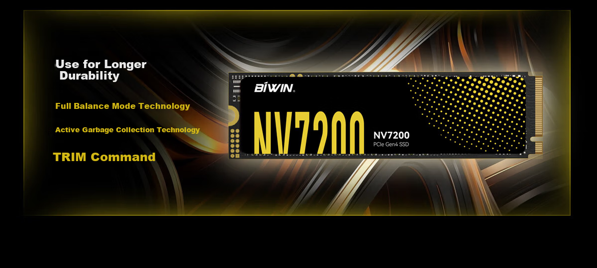 BIWIN 4TB SSD Solid State Drive M.2 Interface (NVMe Protocol), NV7200 Series, PCIe4.0 Read Speed 7200MB/s, AI PC Storage Computer Accessory 15