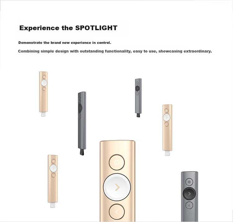Logitech Spotlight Enterprise Wireless PPT Presenter Remote, Conference Teaching Presentation Remote, Projector Remote Control Presenter Pen, Wireless Receiver + Bluetooth, Gray 12