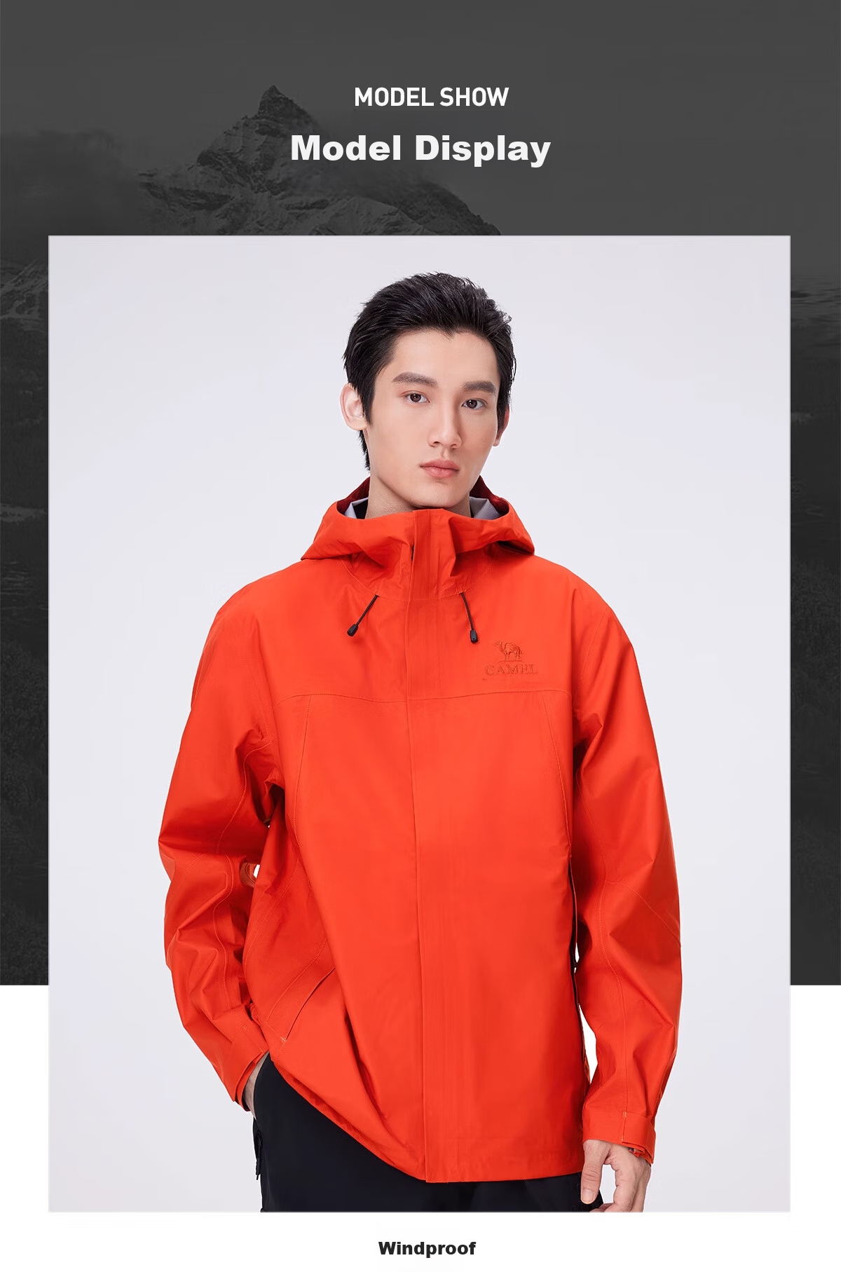 CAMEL Outdoor Hardshell Jacket for Men And Women, 3L Waterproof Rainproof Mountaineering Coat, Professional Storm Protection, Model 1864, Size L 20