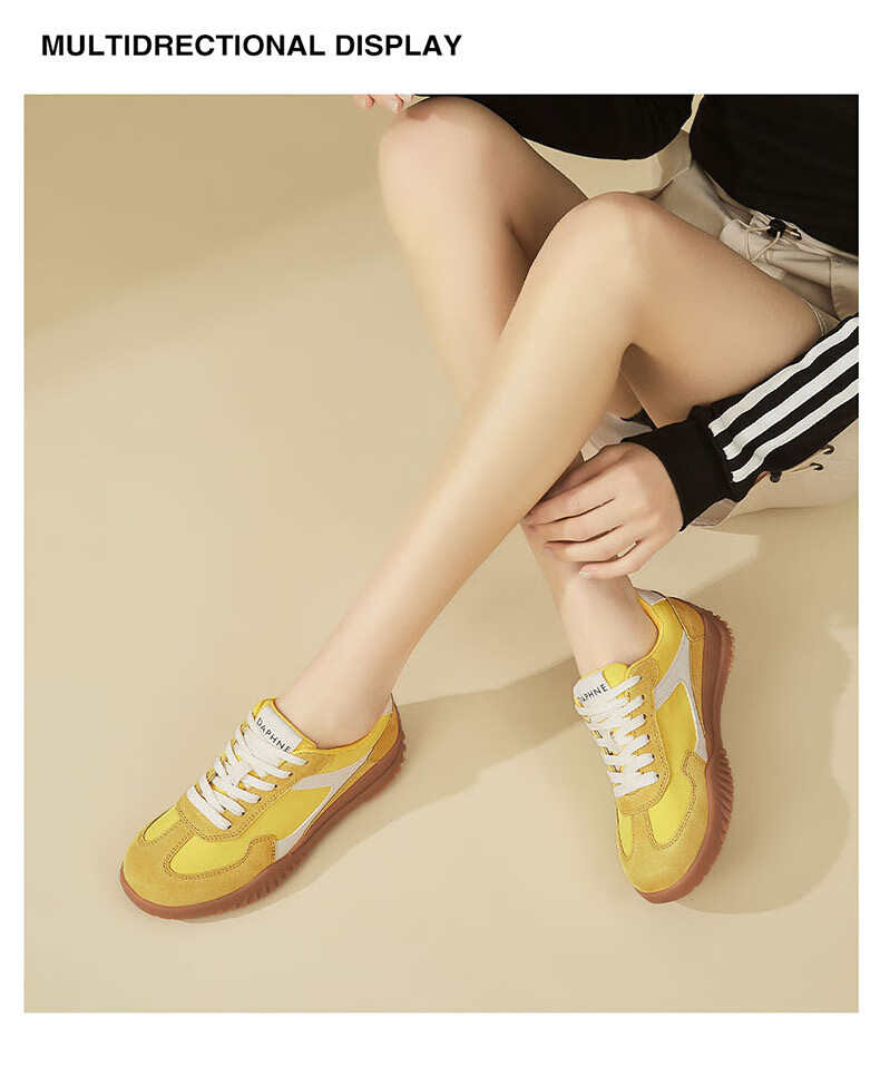 DAPHNE Yellow Dexun Shoes for Women, Fashionable Soft-Soled Comfortable Lightweight Sneakers, Low-Top Casual Women's Shoes, Yellow, Size 38 7