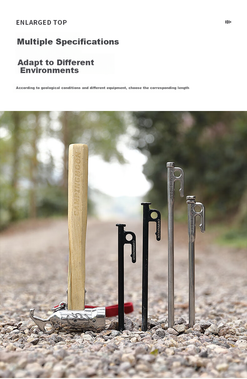 Campingmoon Ke Man Ground Stake Set, Ke Man Tent Stakes, Tarpaulin Ground Stakes, Windproof Ground Stakes, High Hardness Carbon Steel T20CM, 8 Pieces 5
