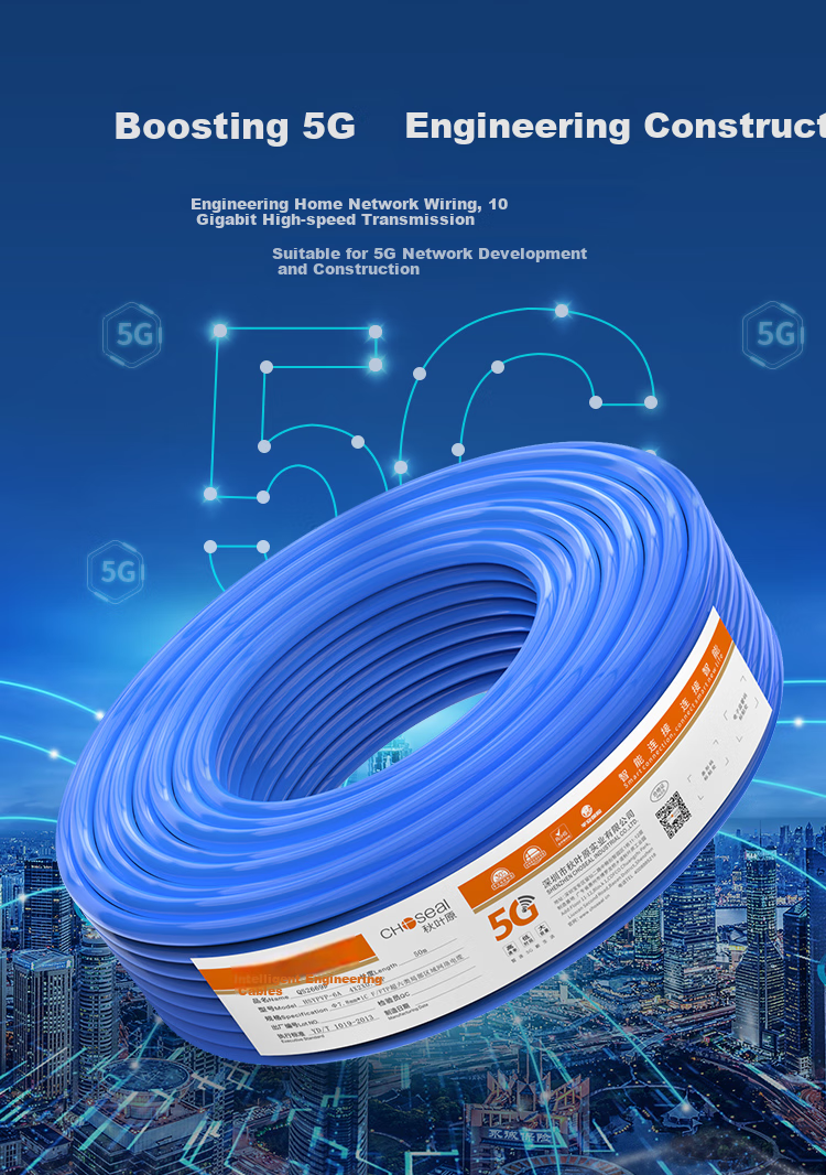 CHOOSEAL (CHOSEAL) CAT6A Double-Shielded Network Cable, 10 Gigabit Anti-Interference Low-Loss Pure Copper, Engineering And Home Installation Network Broadband Cable, Blue, 25 Meters, QS2669BT25 6