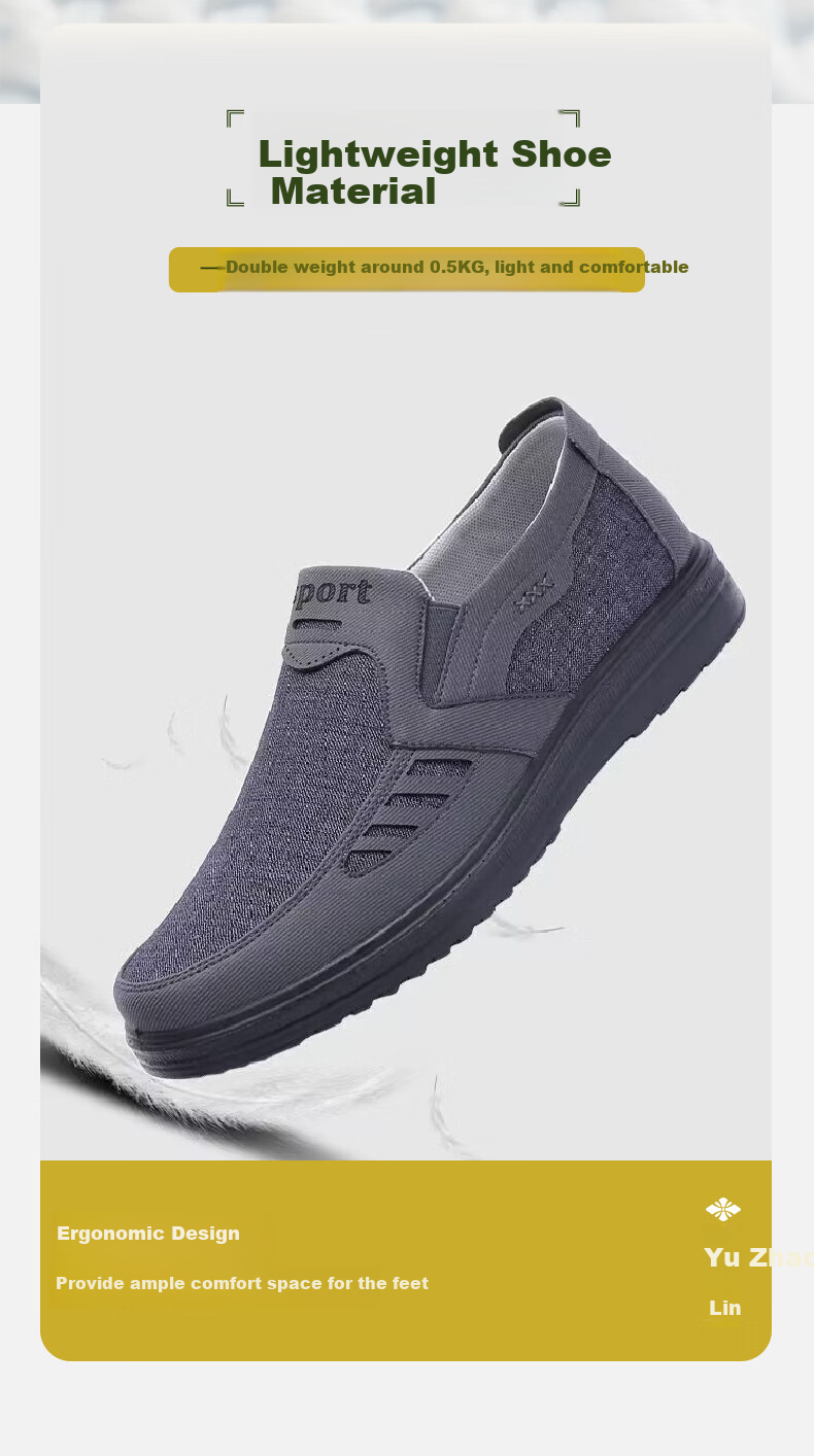 YUZHAOLIN Casual Shoes, Traditional Beijing Cloth Shoes, Slip-On for Middle-Aged And Elderly Fathers, Work Shoes, Men's Shoes, Loafers Y1S-1007 Size 39 3