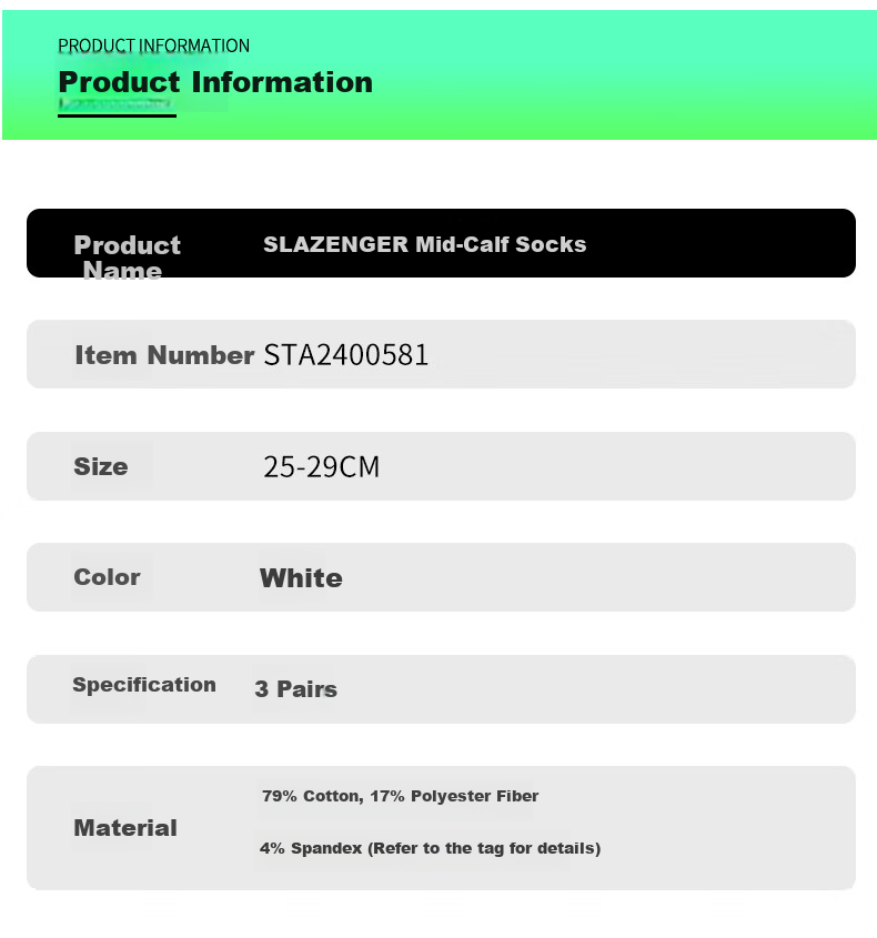 Slazenger Badminton Socks, Breathable Sports Socks, 3 Pairs, White Mid-Calf, STA2200981, New And Old Packaging Shipped Alternately 8