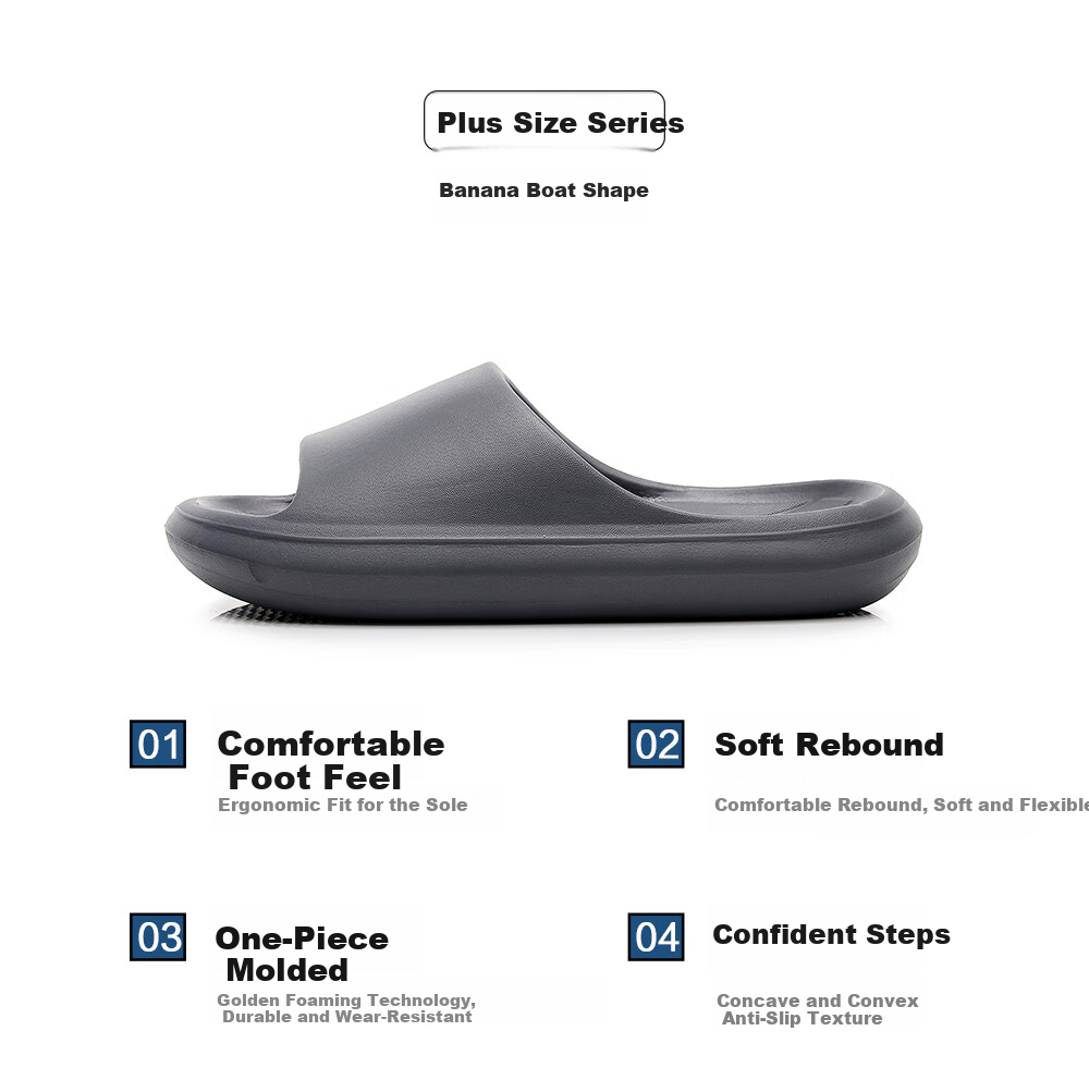 XGGC Extra-Large Banana Boat Slippers for Men And Women, Summer Home Use Non-Slip Trendy Outdoor Slippers, Milk Tea Brown, Size 44-45 2