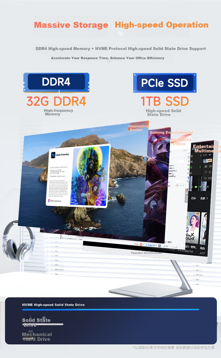 Founder 23.8-Inch All-In Desktop Computer for Business And Home Office Use (I5 12450H, 16GB RAM + 512GB SSD, with Webcam) 5