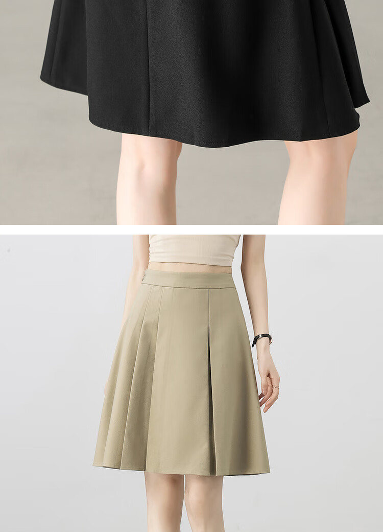 Sentubila Office Commute A-Line Skirt for Women, Spring And Autumn Women's Clothing, Gray Pleated Skirt, Petite Versatile Slimming Short Skirt 13