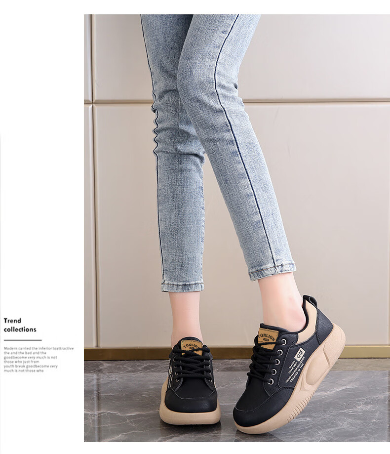 TonLion Women's Summer 2026 Thick Sole Casual Height Increasing Sports Sneakers Black Size 37 8