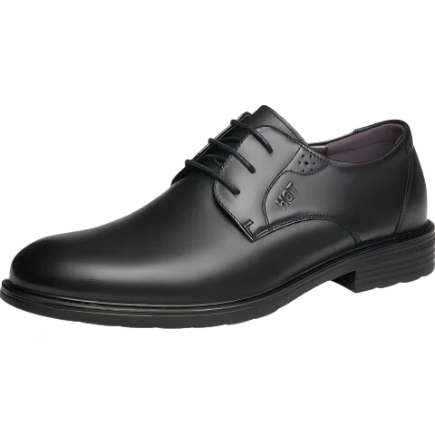 Red Dragonfly 26 Spring New Men's Comfortable Wide Business Casual Leather Derby Shoes WTA73761K Black Size 42