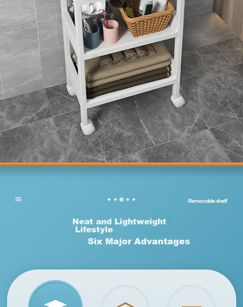 Leaijia Storage Rack, Multi-Tier Floor-Standing Bathroom Shelf, Kitchen Organizer with Drawers, Storage Cart, Shelving Unit 2