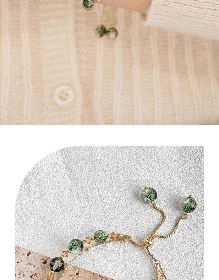 Grace Girl Light Luxury Green Phantom Bracelet for Women, Lucky Crystal Beaded Bracelet, Practical Anniversary Birthday Gift for Girlfriend 4