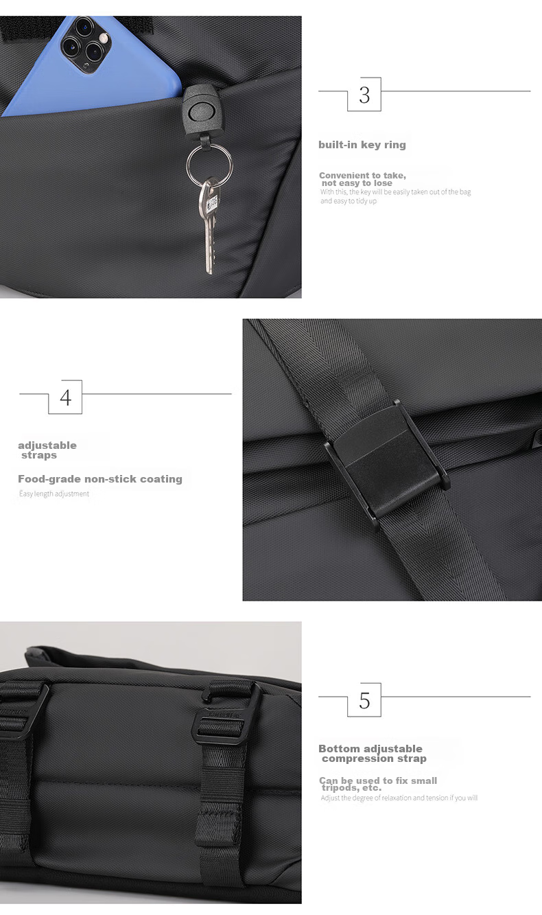 CAT Messenger Bag, Single Shoulder Crossbody Bag, 11-Inch IPad Briefcase, Trendy Chest Pack, Horizontal Style, Motorcycle Outdoor Bag, Black, 84561 12