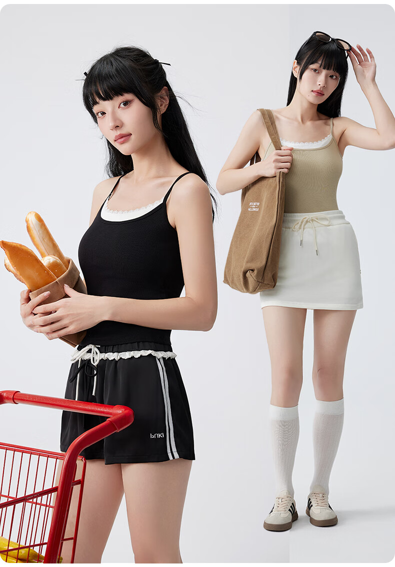 Ordifen Women's Camisole Tank Top with Contrasting Color Lining, One-Piece U-Neck Undershirt, Inner Wear Or Outerwear, Sporty Style 24