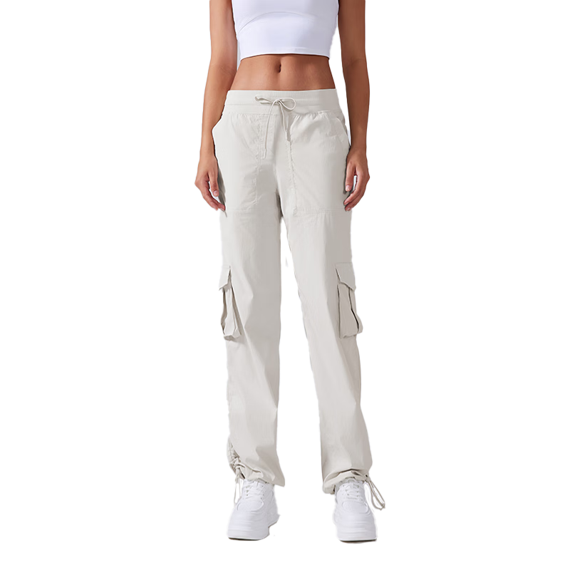 LangSha Loose-Fit Mid-Rise Cargo Pants for Women, Spring/summer 2025, Quick-Dry Lightweight Multi-Pocket Wide-Leg Outdoor Sports Casual Trousers