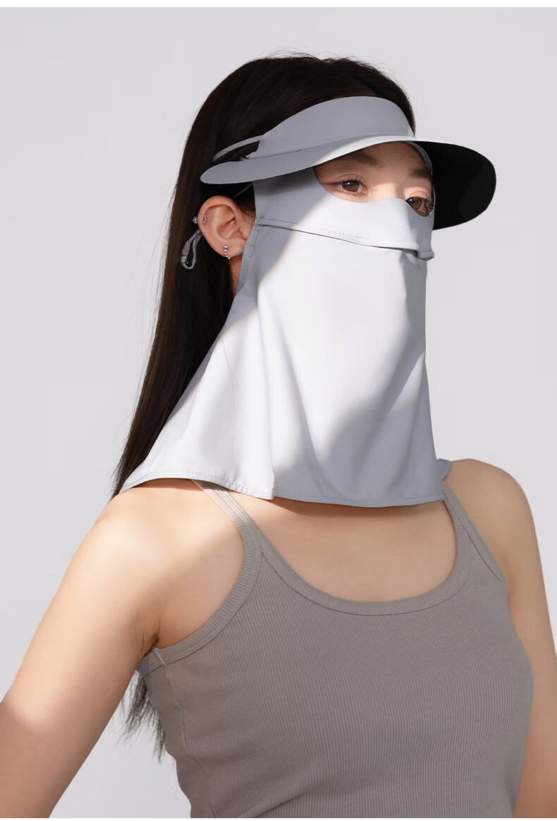 Yalu Sunscreen Face Mask 3D Neck Protection Women's Facekini with Brim UV Protection Black Coated Full Coverage Mask 9