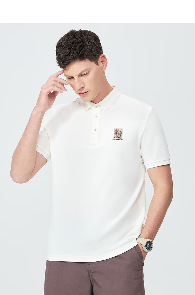 DANCING WOLVES [7A Antibacterial 2A Anti-Mite] Summer Cool Tiger Embroidery Men's Short-Sleeve POLO 001 Black M(170) 8