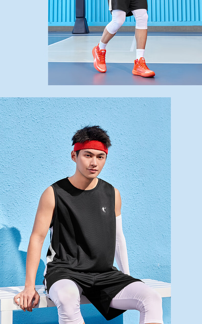 QIAODAN Men's Sports Set, Basketball Uniform, Moisture-Wicking Quick-Dry Vest And Shorts Two-Piece Set, Athletic Wear Jersey 11