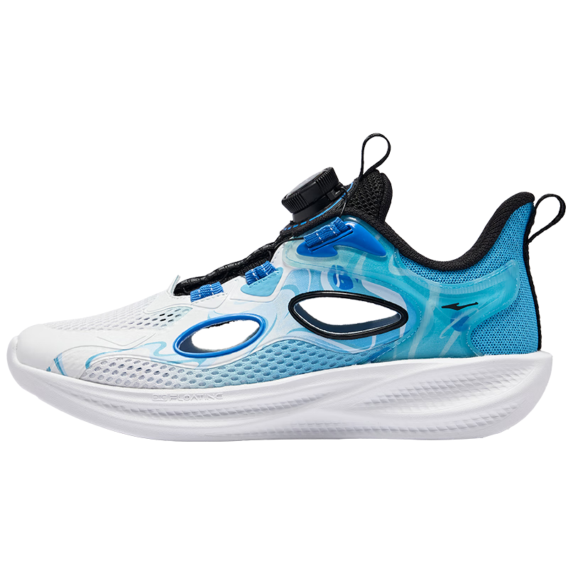 ERKE Children's Shoes, Boys' Sandals for Older Kids, Children's Hollow Fashionable Closed-Toe Cage Shoes, Erke White/digital Blue, Size 40