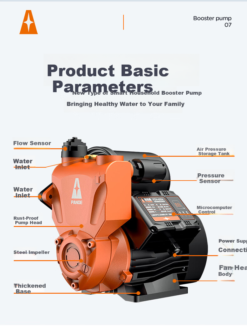 PUANGD Booster Pump, Household Self-Priming Pump, No Adjustment Required, Pressure Boosting Pump for Water Heater And Tap Water Pipeline, Fully Automatic Water Pump 12