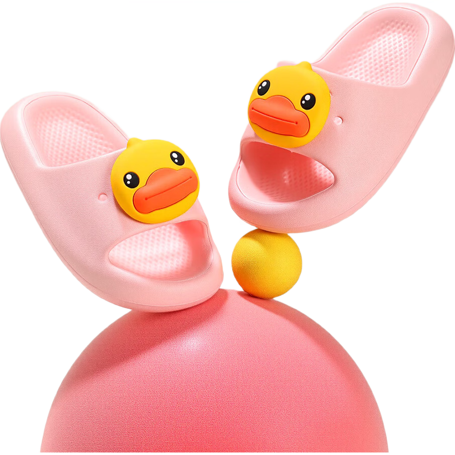 B.Duck Children's Slippers, Boys' And Girls' Indoor Shoes, Cute Single-Strap Sandals, 5991 Pink, Size 35