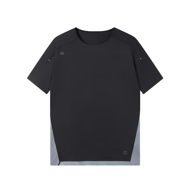 JD Original Summer Men's Breathable Sports Short-Sleeve Sweat-Wicking Quick-Dry Running Outdoor T-Shirt, Black, L