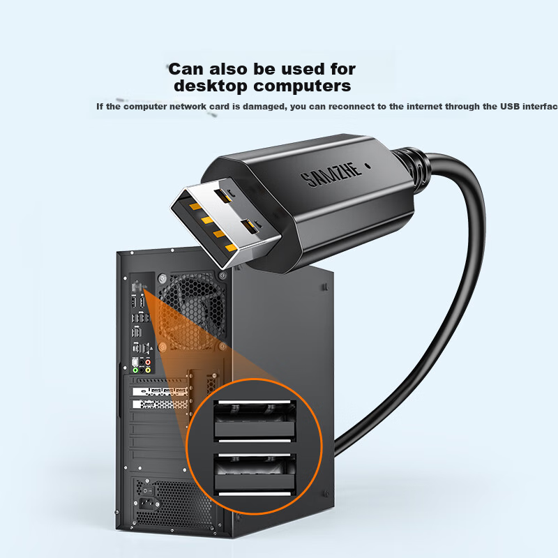USB Ethernet адаптер SAMZHE RU203, 100 Мбит/с, 3 метра, USB Type-A на RJ-45, черный
