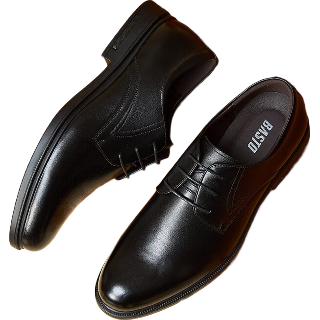 BASTO Commuter Business Leather Shoes Comfortable Cowhide Men's Dress Shoes Wedding Shoes 25002AM5 Black (Classic Model) Size 43