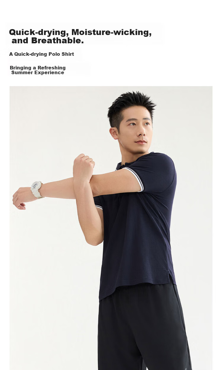 Giordano Men's Short-Sleeve Polo Shirt, Summer Black Technology Quick-Dry Contrasting Pique Fabric, Lightweight Collared Top 01014387 4