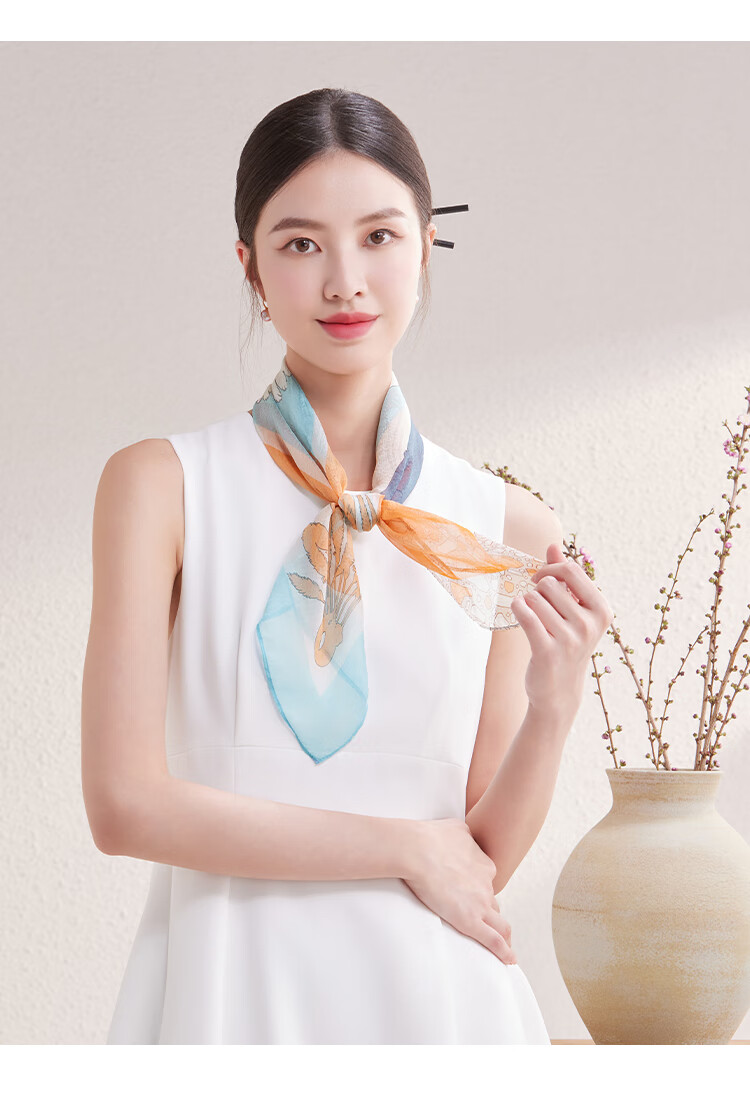 Shanghaigushi Silk Scarf for Women, 100% Mulberry Silk, Spring And Summer Scarf, Gift Box, Mid-Autumn Festival Gift 4