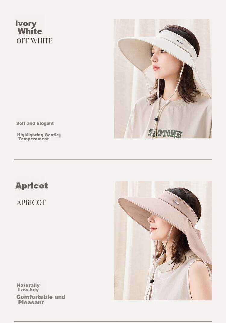 JIUMU Linen Sun Protection Hat, Women's Sun Hat, Sun Visor, Open Top Hat, Summer Face-Covering Neck Protection UV-Resistant Hat 7