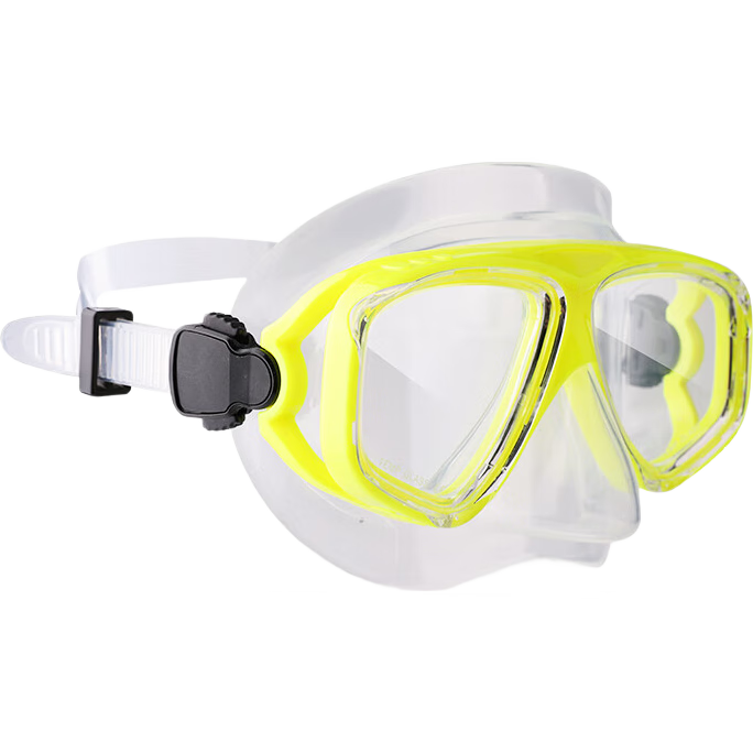WATERTIME / Shuichuan Diving Mask, Snorkeling Goggles, Adult Equipment with Nose Clip, Yellow